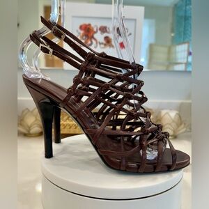 Sigerson Morrison - Italy - Pecan-Colored Leather Strappy/Knotted Heels, EUC 7.5